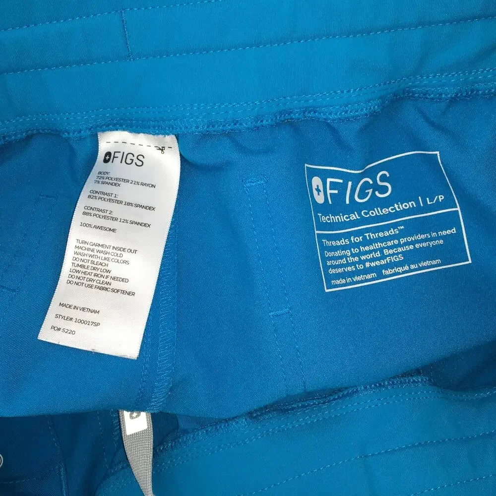 FIGS Mens Tansen Jogger Scrub Pants Extreme Blue Large Short L/P Nursing Medical